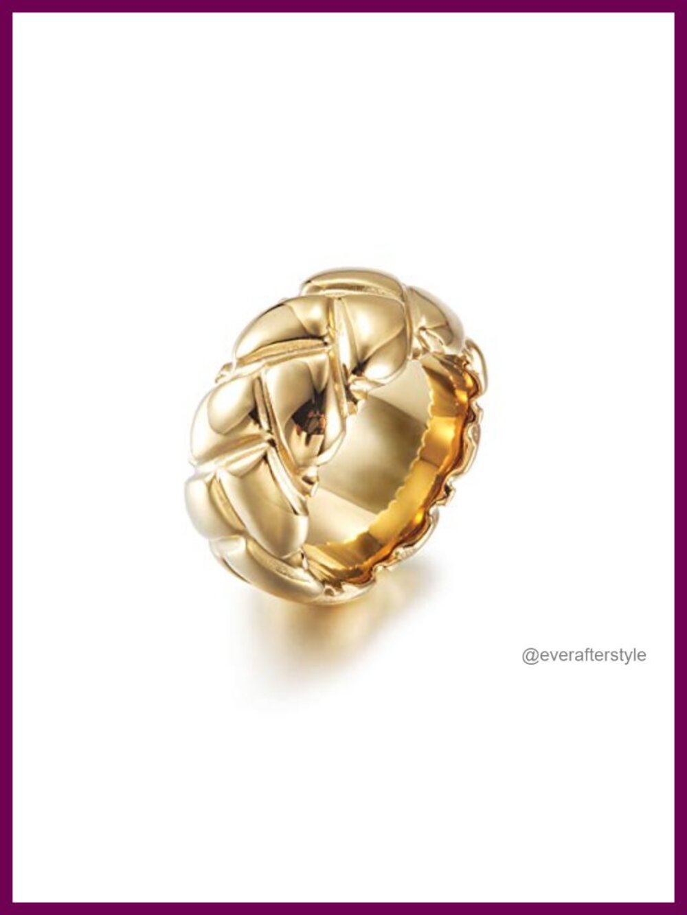 Chunky Gold Plated Stainless Steel Wide Band Ring Statement Stackable